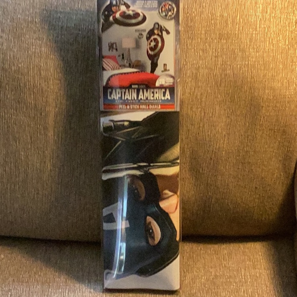 Captain America peel & stick wall decals. 4 adhesive precut reusable.
